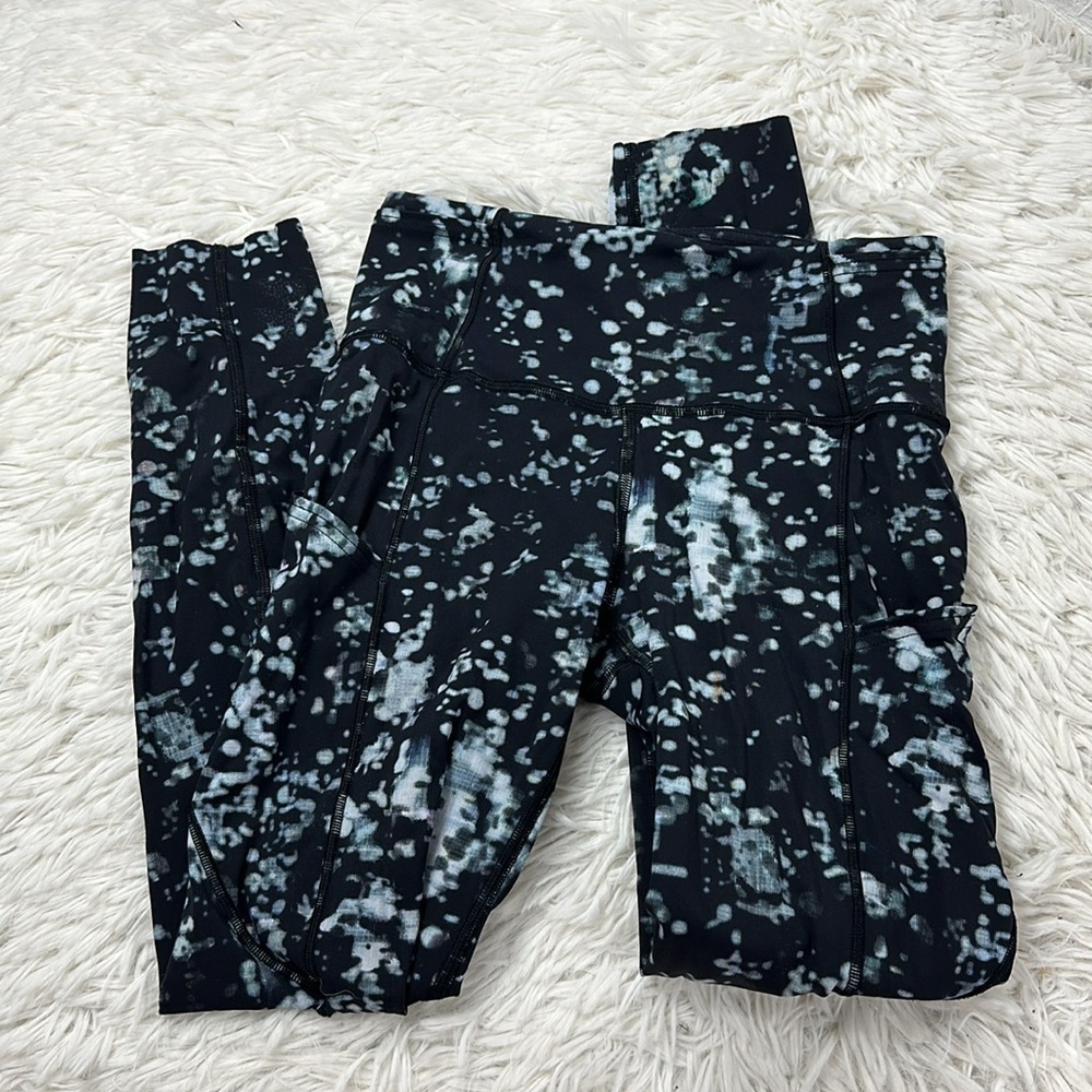 Lululemon Fast & Free 7/8 Tight II *Nulux 25" Pixel Haze Multi Black